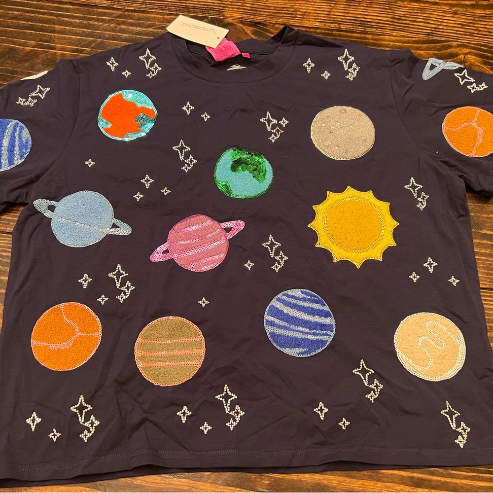 Queen Of Sparkles Planets Navy Shirt